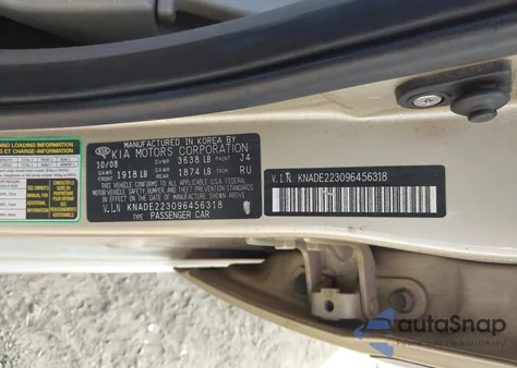 2009 Kia Rio Lx from USA, damaged, VIN KNADE223096456318